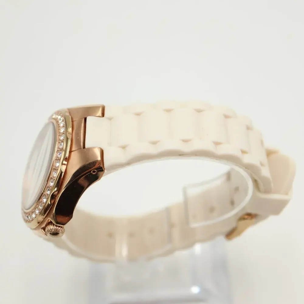 Invicta Angel Rose Gold Tone White 38mm Watch Calendar Silicone w New Battery